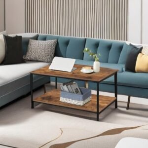 Double-layer coffee table with storage shelves